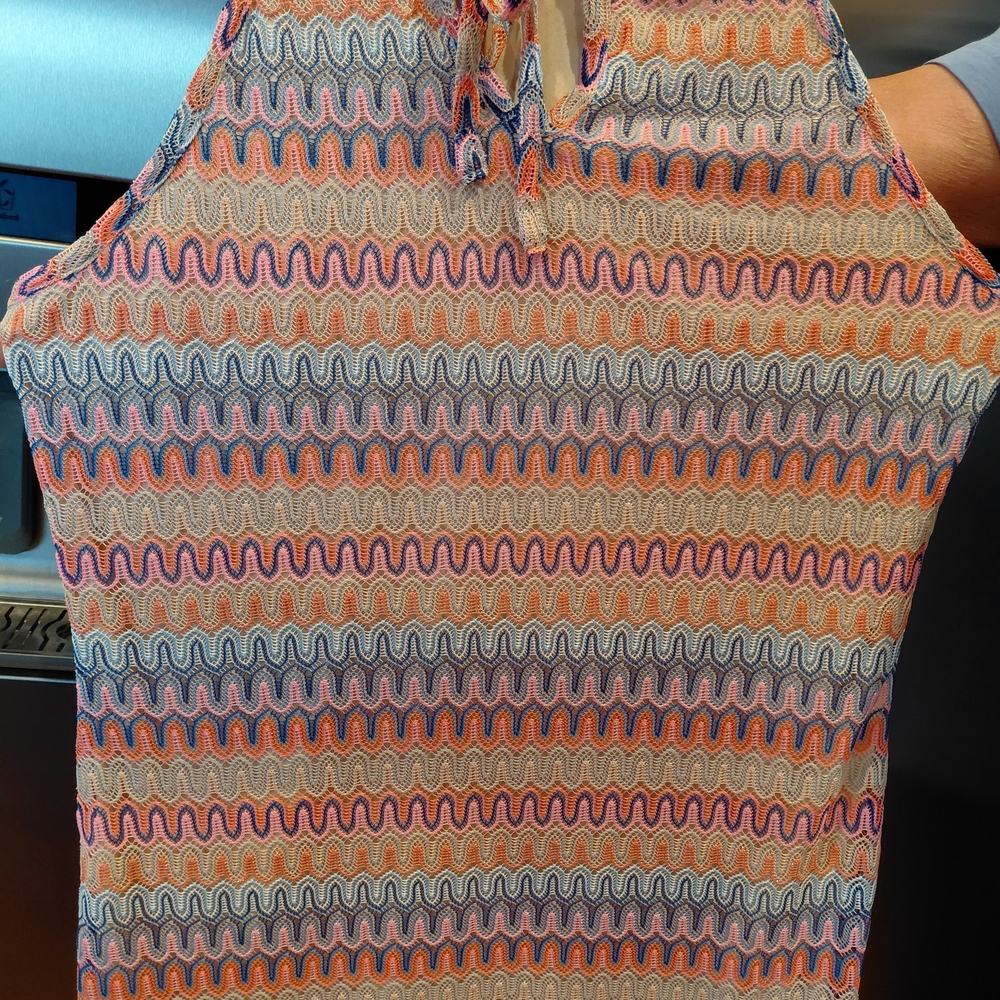 NWT Boston Proper Multicolor Zigzag Shimmer Dress Fully Lined, Comfortable Sz Lg - Picture 2 of 6